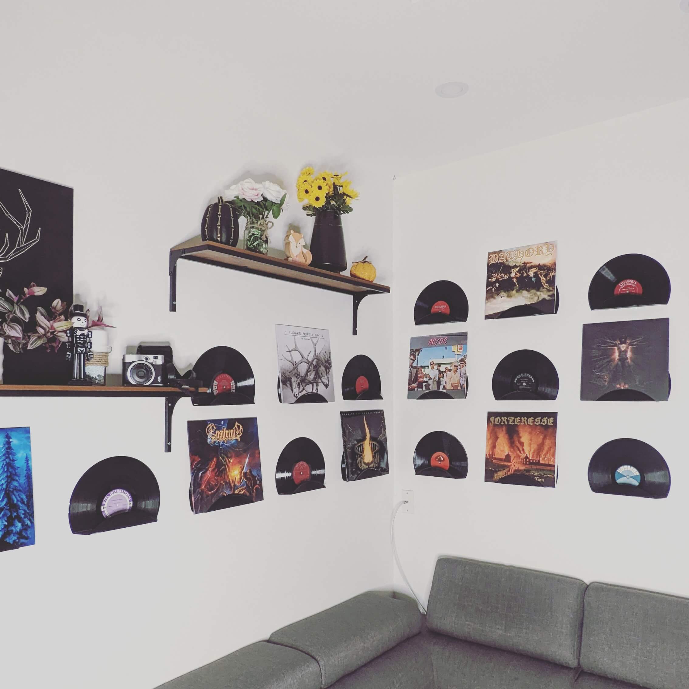 Vinyl Record Shelf Display Living Room Vintage