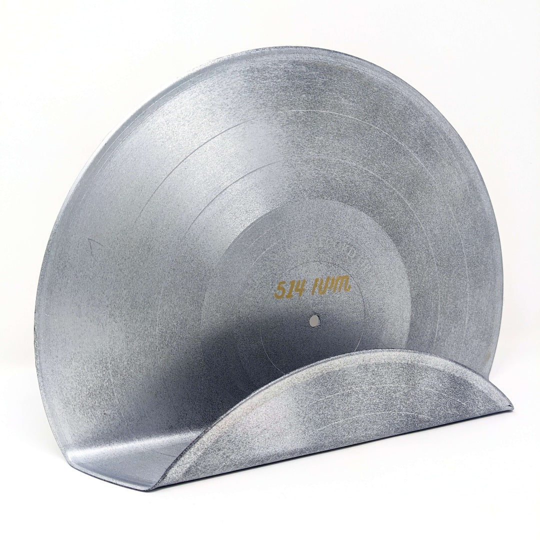 Vinyl record display wall mounted silver upcycling