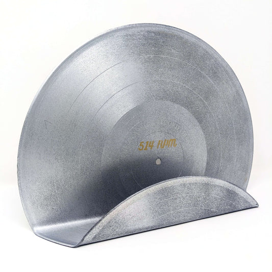 Vinyl record display wall mounted silver upcycling
