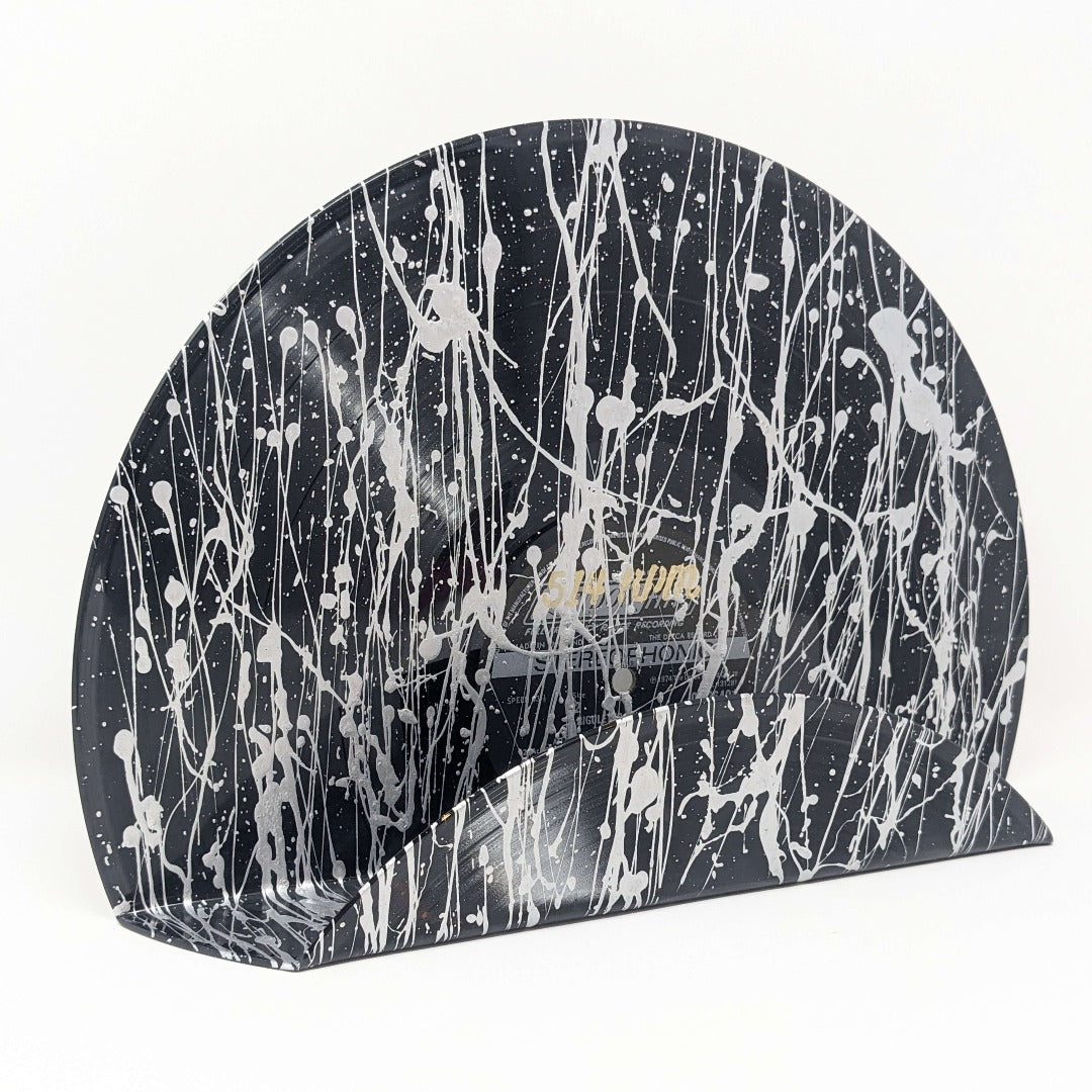 Vinyl record display wall mounted black vintage decoration shelf painted silver splash