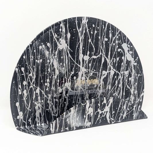 Vinyl record display wall mounted black vintage decoration shelf painted silver splash