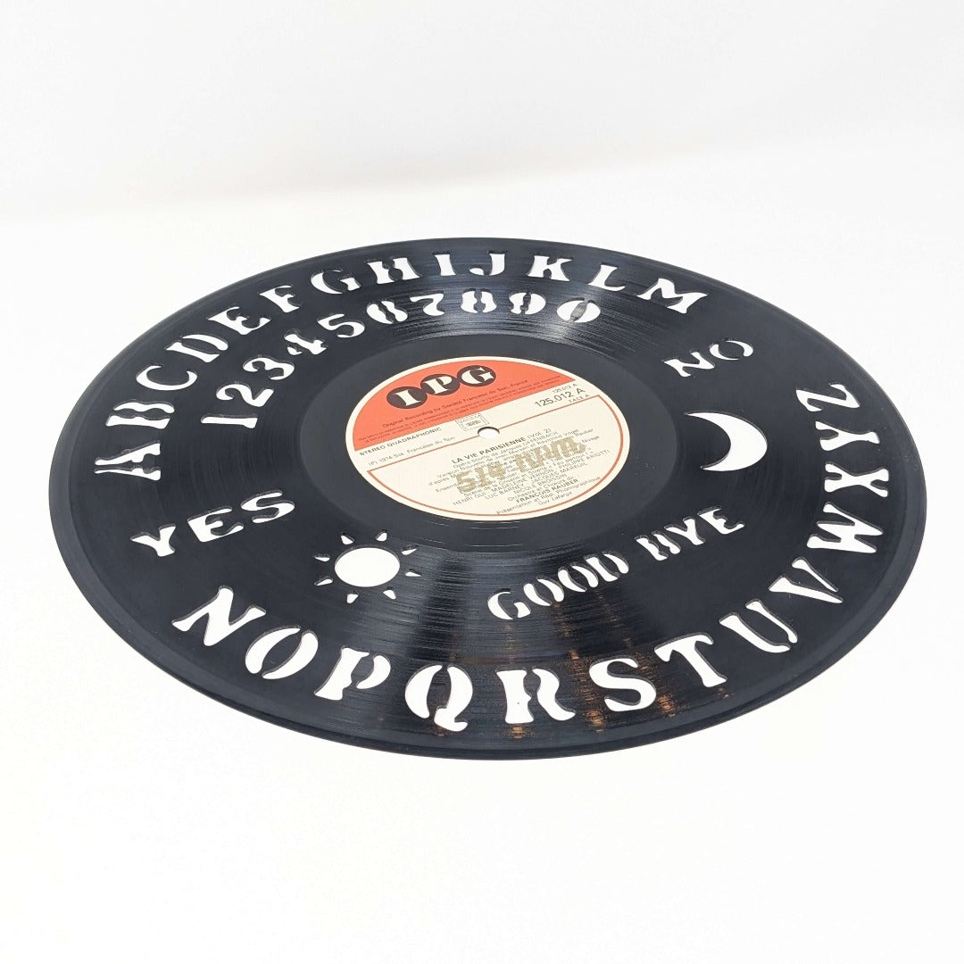 Vinyl record ouija table cnc design vintage witchy black red white
