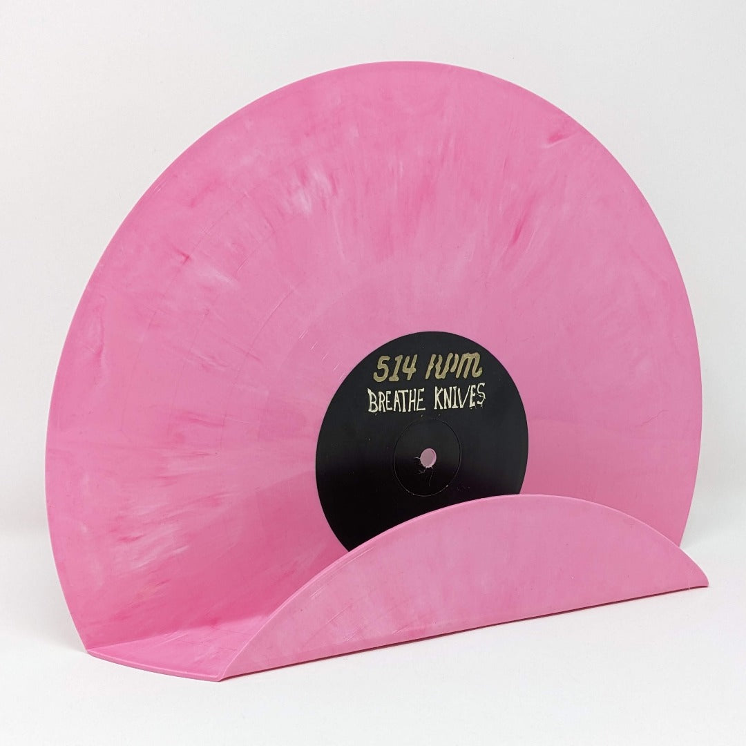Vinyl record display wall mounted black vintage decoration shelf pink white splatter