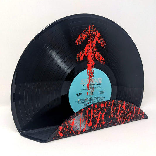 vinyl record display painted red splash viking runes